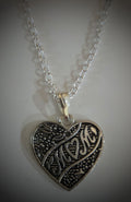 MOM Heart Necklace on 13" Silver Chain