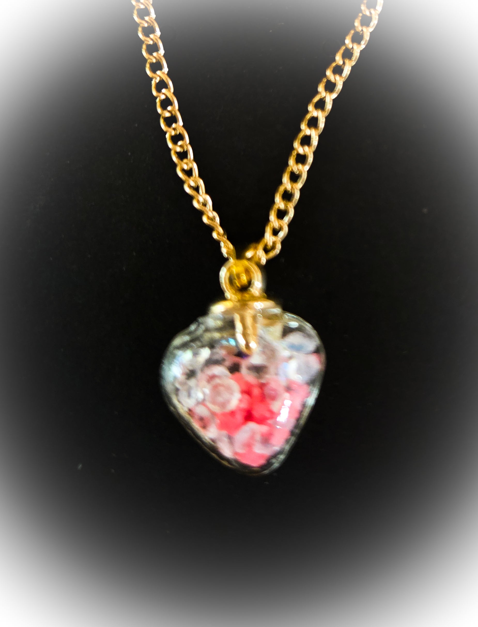 Colored Hearts Necklace on 13" Gold Chain