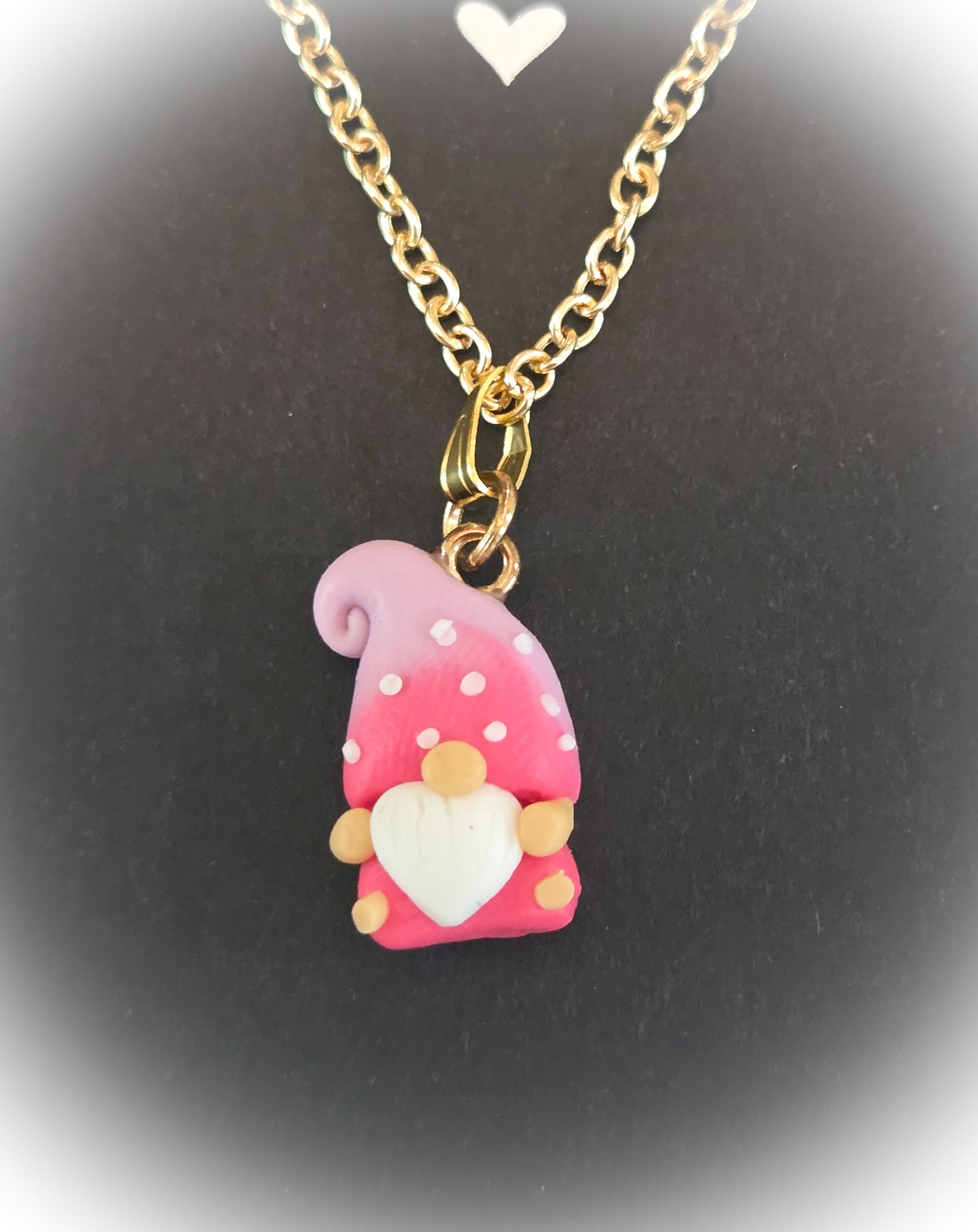 Colorful Gnomes Necklace on 18" Gold Chain
